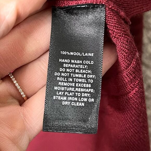 Lafayette 148 NY Dark Red 100% Wool Textured Pullover Mock Neck Sweater Small - Picture 4 of 4